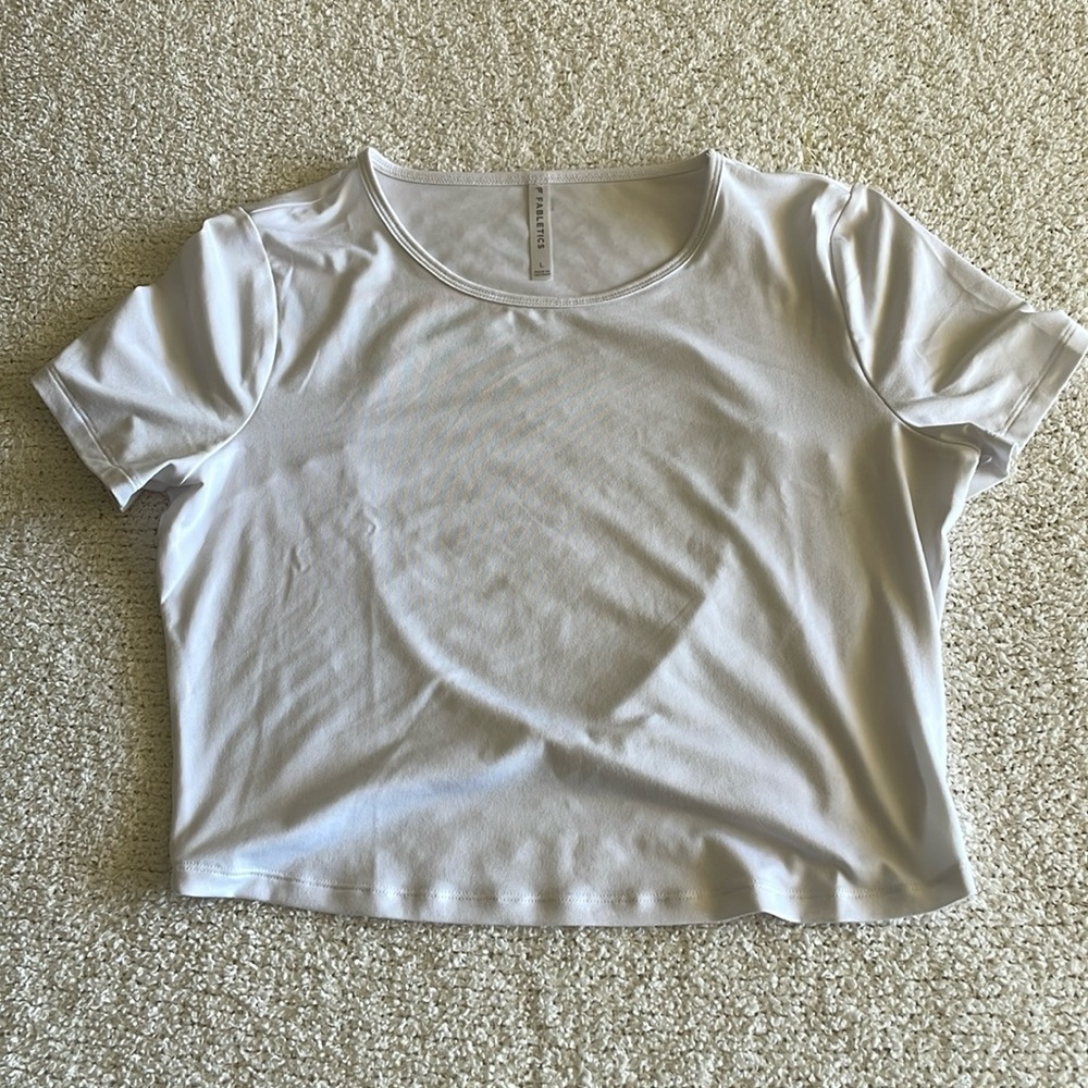 fabletics open back shirt / white / L